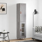 Hoge kast van bewerkt hout voor een trendy en duurzame interieurstijl - Grijs sonoma / 1 / 1 glazen deur - Dressoirs &