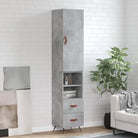 Hoge kast van bewerkt hout voor een trendy en duurzame interieurstijl - Betongrijs / 1 / 2 lades 2 schappen - Dressoirs
