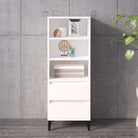 Hoge kast van gerookt eiken en bewerkt hout voor elegant interieur - Wit / 1 - Dressoirs & buffetkasten