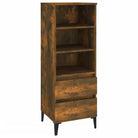 Hoge kast van gerookt eiken en bewerkt hout voor elegant interieur - Dressoirs & buffetkasten
