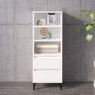Hoge kast van gerookt eiken en bewerkt hout voor elegant interieur - Hoogglans wit / 1 - Dressoirs & buffetkasten
