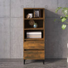 Hoge kast van gerookt eiken en bewerkt hout voor elegant interieur - Gerookt eiken / 1 - Dressoirs & buffetkasten