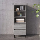 Hoge kast van gerookt eiken en bewerkt hout voor elegant interieur - Grijs sonoma / 1 - Dressoirs & buffetkasten