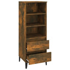 Hoge kast van gerookt eiken en bewerkt hout voor elegant interieur - Dressoirs & buffetkasten