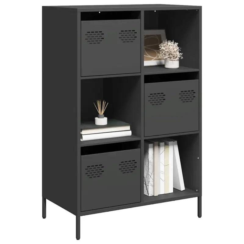 Hoge kast van koudgewalst staal voor decoratie en praktische opbergruimte - Zwart / 1 - Dressoirs & buffetkasten