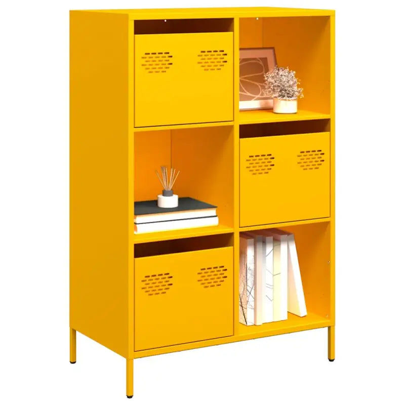Hoge kast van koudgewalst staal voor decoratie en praktische opbergruimte - Geel / 1 - Dressoirs & buffetkasten