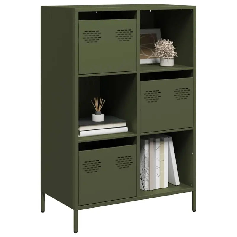 Hoge kast van koudgewalst staal voor decoratie en praktische opbergruimte - Groen / 1 - Dressoirs & buffetkasten