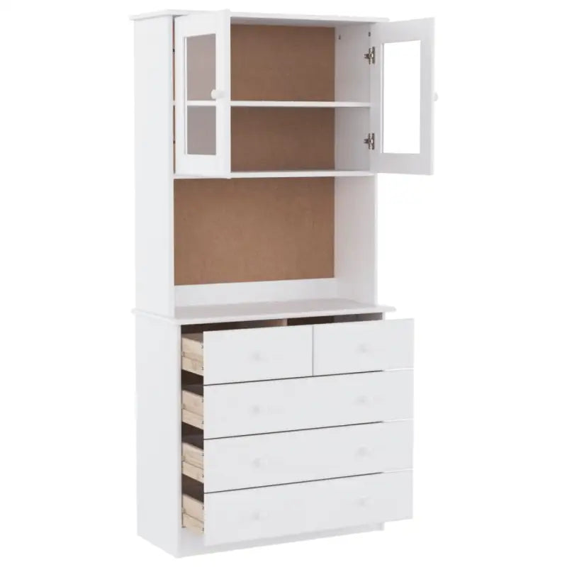 Hoge kast van massief grenenhout met kleine lade opbergruimte - Dressoirs & buffetkasten