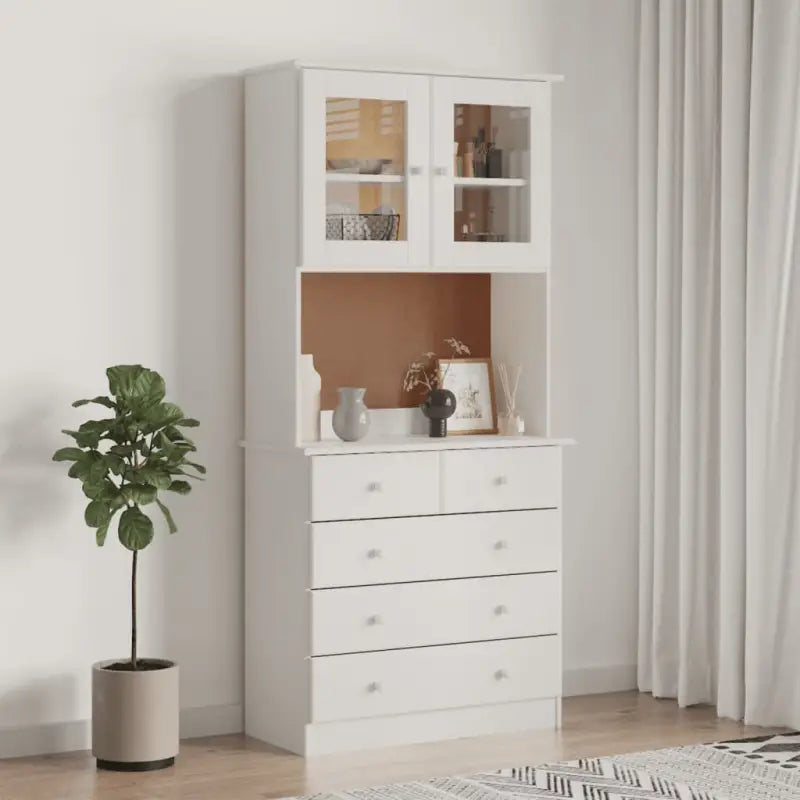 Hoge kast van massief grenenhout met kleine lade opbergruimte - Dressoirs & buffetkasten