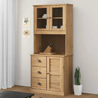 Hoge kast van massief grenenhout met ruime afmetingen deur - Bruin / 1 / Met 1 deur - Dressoirs & buffetkasten