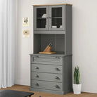 Hoge kast van massief grenenhout met ruime afmetingen deur - Grijs / 1 / met 4 lades - Dressoirs & buffetkasten
