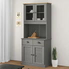 Hoge kast van massief grenenhout met ruime afmetingen deur - Grijs / 1 / Met 2 deuren - Dressoirs & buffetkasten