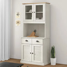 Hoge kast van massief grenenhout met ruime afmetingen deur - Wit / 1 / Met 2 deuren - Dressoirs & buffetkasten