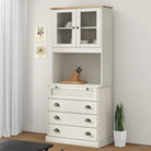 Hoge kast van massief grenenhout met ruime afmetingen deur - Wit / 1 / met 4 lades - Dressoirs & buffetkasten