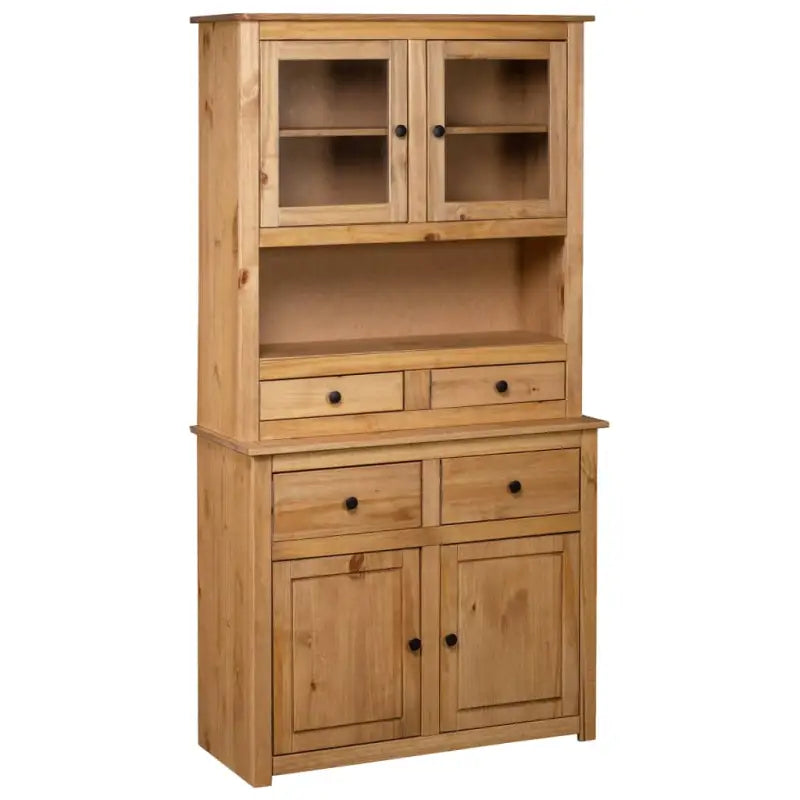 Hoge kast van massief grenenhout met rustiek ontwerp - Bruin / 1 - Opbergkasten & lockerkasten