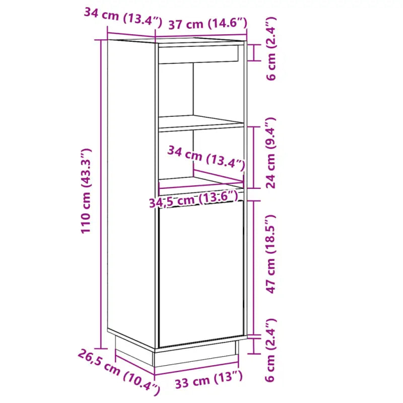 Hoge kast van massief grenenhout voor een stijlvol interieur - Dressoirs & buffetkasten