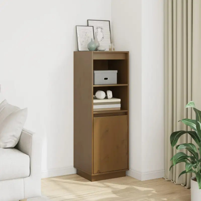 Hoge kast van massief grenenhout voor een stijlvol interieur - Honingbruin / 1 - Dressoirs & buffetkasten