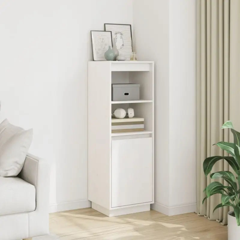 Hoge kast van massief grenenhout voor een stijlvol interieur - Wit / 1 - Dressoirs & buffetkasten