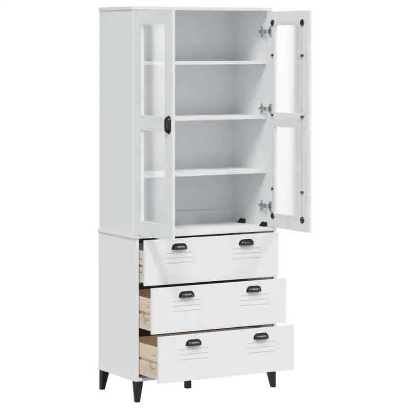 Hoge kast van massief grenenhout voor een stijlvolle uitstraling - Wit / 1 - Dressoirs & buffetkasten