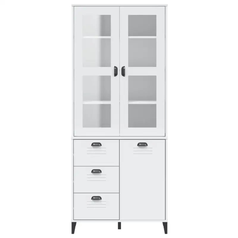 Hoge kast van massief grenenhout voor een trendy interieur - Wit / 1 - Dressoirs & buffetkasten