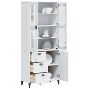 Hoge kast van massief grenenhout voor een trendy interieur - Wit / 1 - Dressoirs & buffetkasten