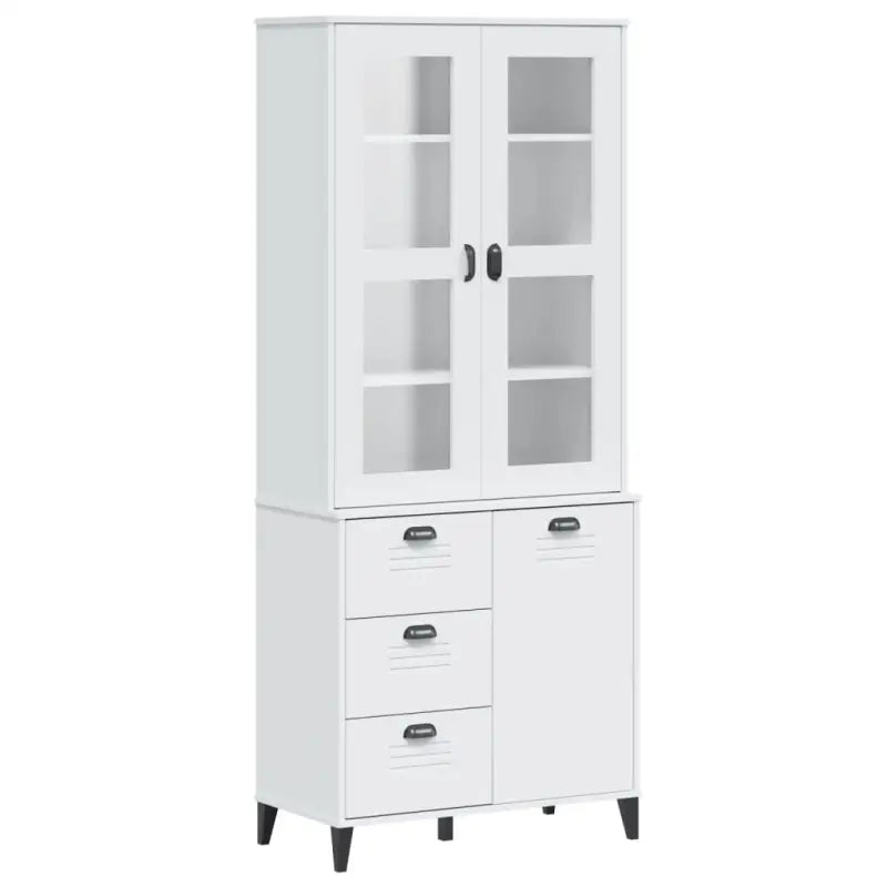 Hoge kast van massief grenenhout voor een trendy interieur - Wit / 1 - Dressoirs & buffetkasten
