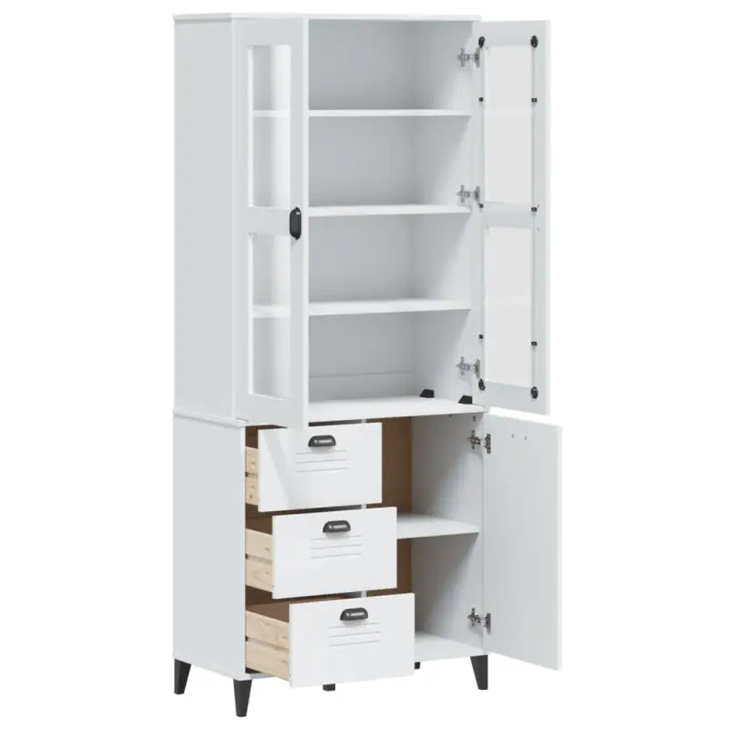 Hoge kast van massief grenenhout voor een trendy interieur - Wit / 1 - Dressoirs & buffetkasten