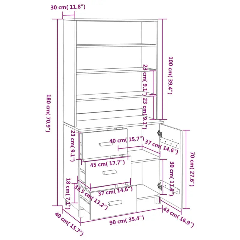 Hoge kast van massief grenenhout voor jouw interieur - Dressoirs & buffetkasten