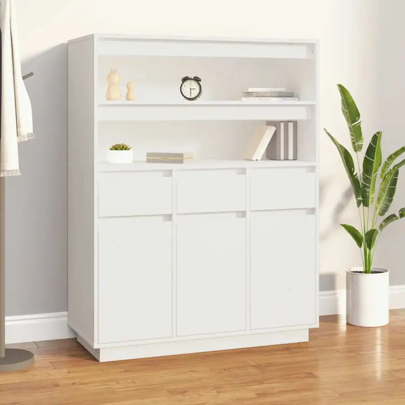 Hoge kast van massief grenenhout voor klassiek interieur - Wit / 1 - Dressoirs & buffetkasten
