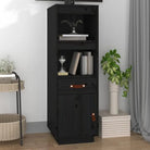 Hoge kast van massief grenenhout voor praktische opbergruimte - Zwart / 1 - Dressoirs & buffetkasten
