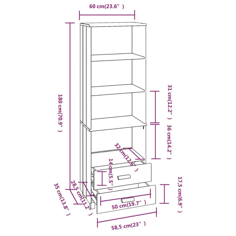 Hoge kast van massief grenenhout voor uw interieur - Dressoirs & buffetkasten