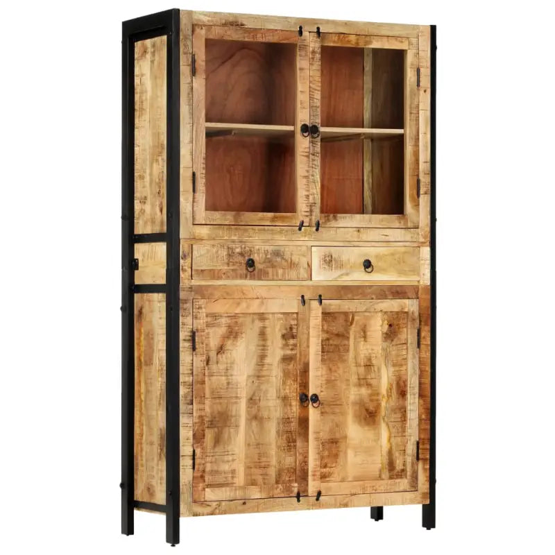 Hoge kast van massief ruw mangohout met vintage ontwerp - 1 / massief mangohout - Dressoirs & buffetkasten