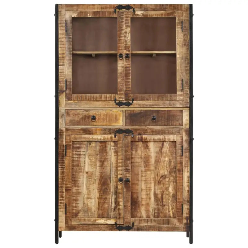 Hoge kast van massief ruw mangohout met vintage ontwerp - Dressoirs & buffetkasten