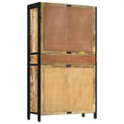 Hoge kast van massief ruw mangohout met vintage ontwerp - Dressoirs & buffetkasten