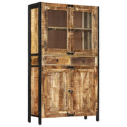 Hoge kast van massief ruw mangohout met vintage ontwerp - Dressoirs & buffetkasten