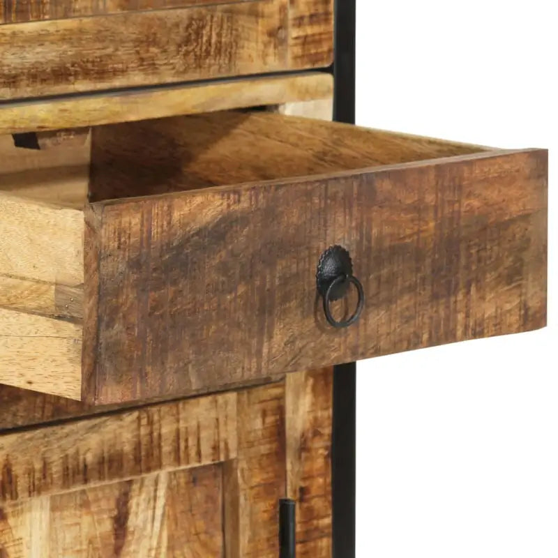 Hoge kast van massief ruw mangohout met vintage ontwerp - Dressoirs & buffetkasten