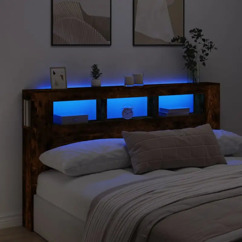 Hoofdbord en voetbord in bewerkt hout grijs Sonoma voor moderne slaapkamers - Gerookt eiken / 180 x 103.5 cm / 1
