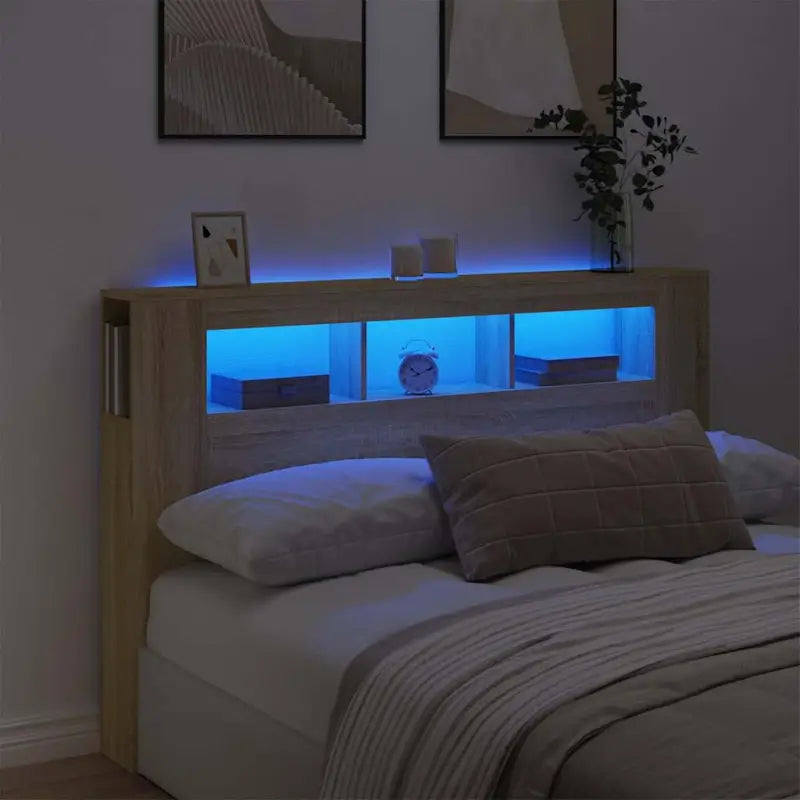 Hoofdbord en voetbord in bewerkt hout grijs Sonoma voor moderne slaapkamers - Sonoma eiken / 160 x 103.5 cm / 1