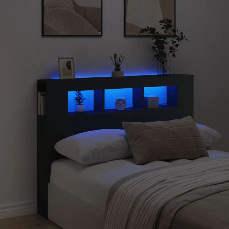 Hoofdbord en voetbord in bewerkt hout grijs Sonoma voor moderne slaapkamers - Zwart / 140 x 103.5 cm / 1 - Hoofdborden