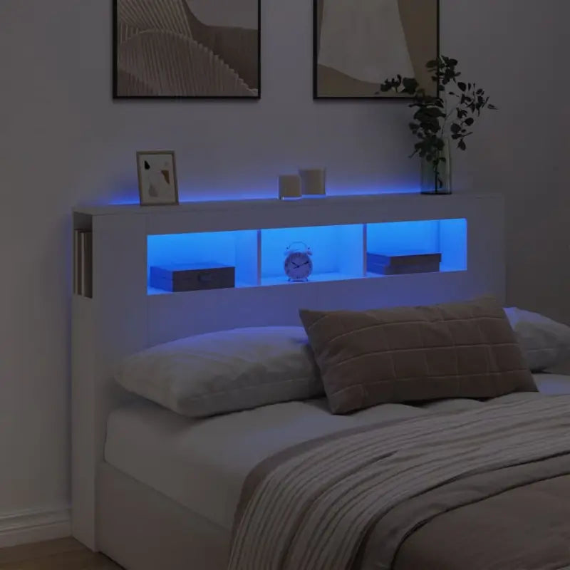 Hoofdbord en voetbord in bewerkt hout grijs Sonoma voor moderne slaapkamers - Wit / 160 x 103.5 cm / 1 - Hoofdborden