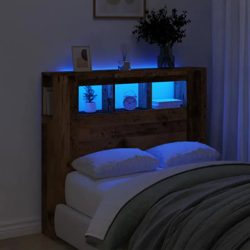Hoofdbord en voetbord in bewerkt hout grijs Sonoma voor moderne slaapkamers - Oud hout / 120 x 103.5 cm / 1