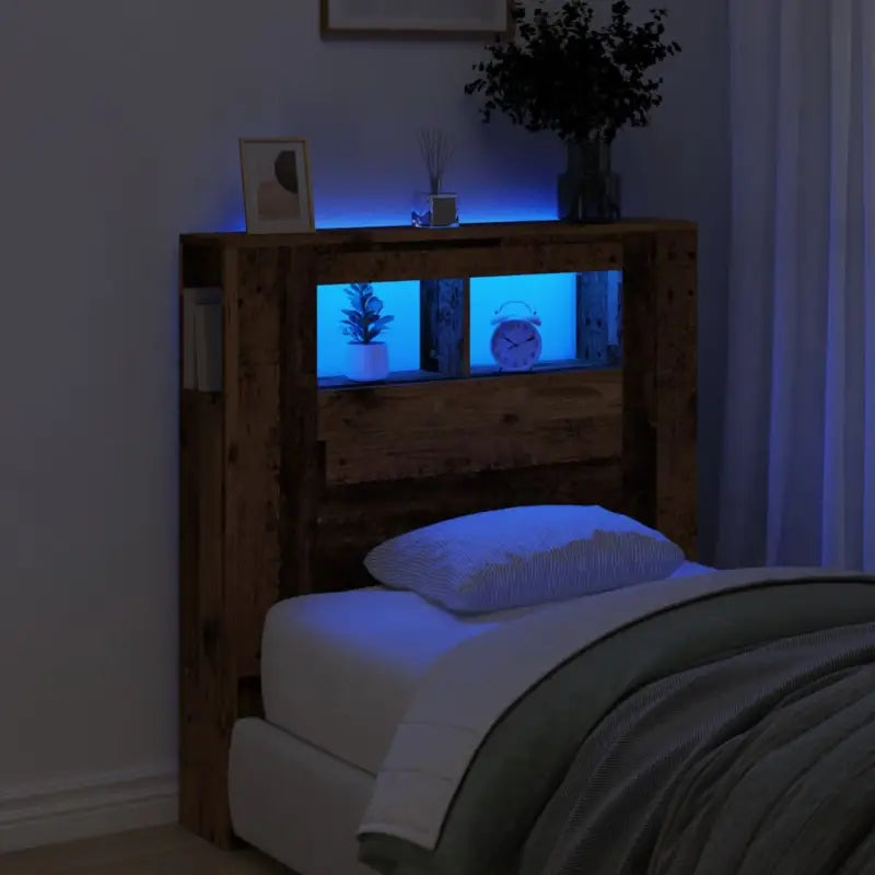 Hoofdbord en voetbord in bewerkt hout grijs Sonoma voor moderne slaapkamers - Oud hout / 100 x 103.5 cm / 1