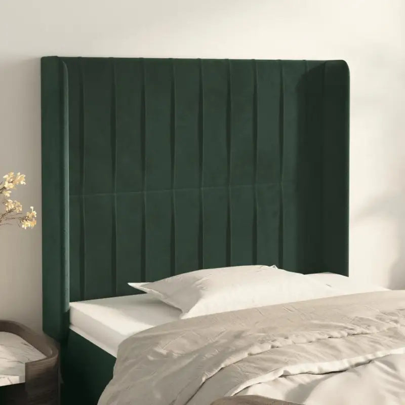 Hoofdbord en voetbord in fluweel levering bevat 147x16x118 - Donkergroen / 83 x 16 x 118/128 cm / 1 - Hoofdborden