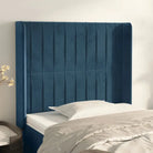 Hoofdbord en voetbord in fluweel levering bevat 147x16x118 - Donkerblauw / 103 x 16 x 118/128 cm / 1 - Hoofdborden