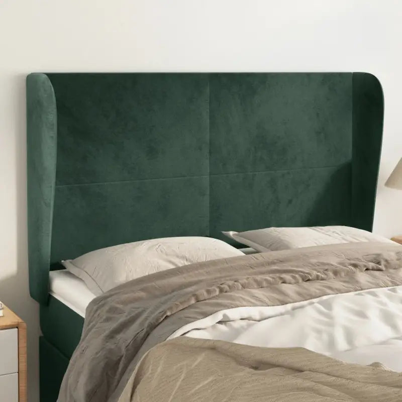 Hoofdbord en voetbord in fluweel levering bevat slimme slaapkamerstijl - Donkergroen / 147 x 23 x 118/128 cm / 1