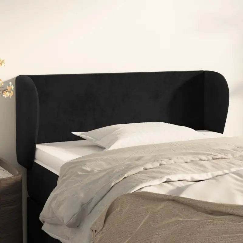 Hoofdbord en voetbord in fluweel levering bevat slimme slaapkamerstijl - Zwart / 103 x 23 x 78/88 cm / 1 - Hoofdborden