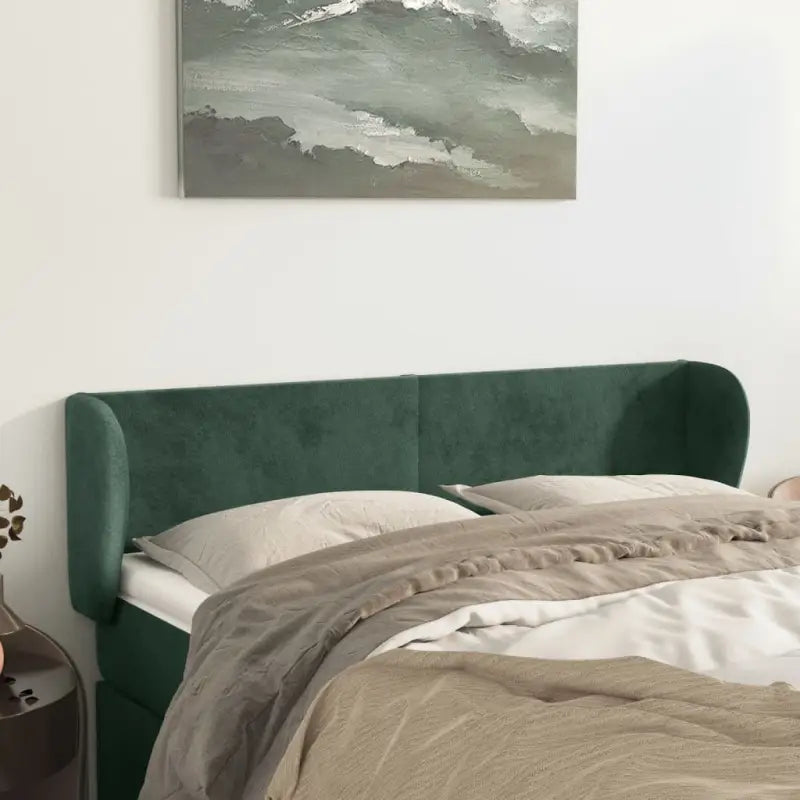 Hoofdbord en voetbord in fluweel levering bevat slimme slaapkamerstijl - Donkergroen / 147 x 23 x 78/88 cm / 1