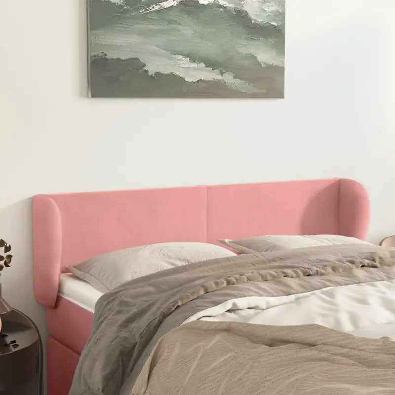 Hoofdbord en voetbord in fluweel levering bevat slimme slaapkamerstijl - Roze / 147 x 23 x 78/88 cm / 1 - Hoofdborden