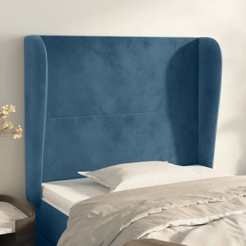 Hoofdbord en voetbord in fluweel levering bevat slimme slaapkamerstijl - Donkerblauw / 83 x 23 x 118/128 cm / 1