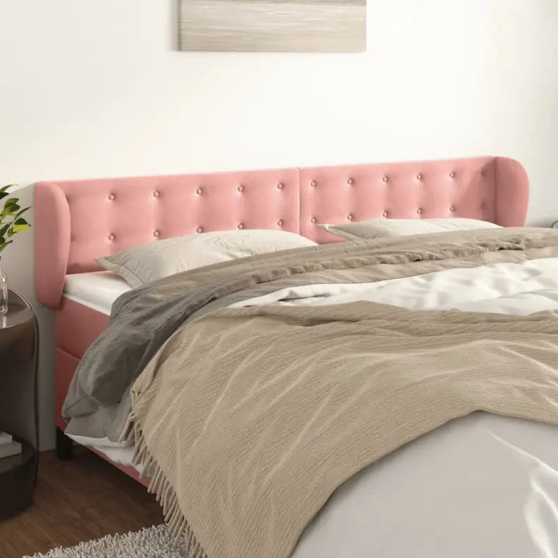 Hoofdborden en voetborden levering bevat luxe fluweel voor elke slaapkamer - Roze / 183 x 23 x 78/88 cm / 1